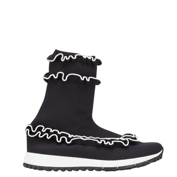 ジミーチュウ ユージン シューズ サイズ：37 ブラック ホワイト ニット レディース JIMMY CHOO 【中古】