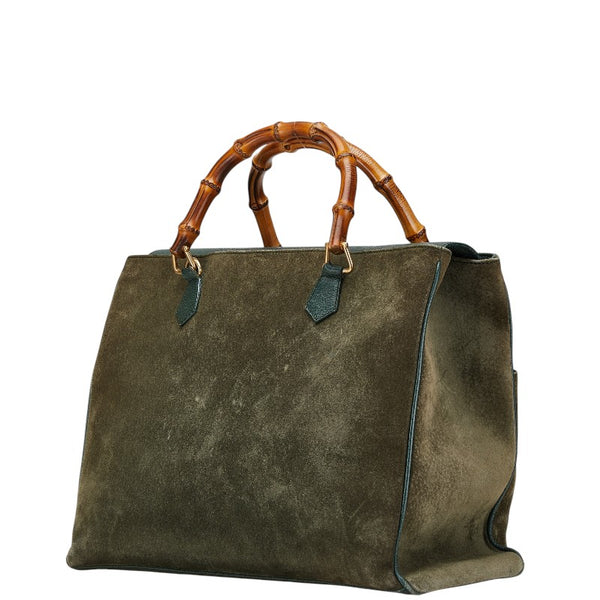 グッチ バンブー ハンドバッグ ショルダーバッグ 2WAY 002 2855 グリーン スウェード レザー レディース GUCCI 【中古】