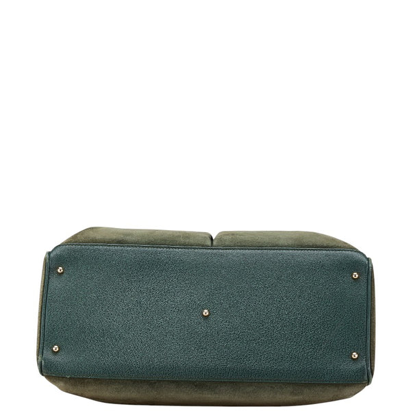 グッチ バンブー ハンドバッグ ショルダーバッグ 2WAY 002 2855 グリーン スウェード レザー レディース GUCCI 【中古】