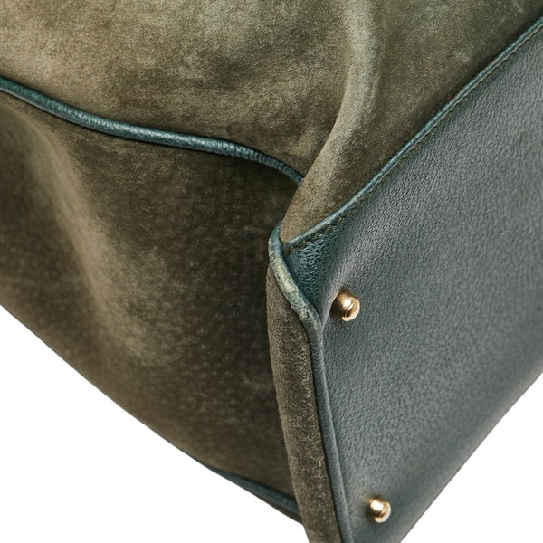 グッチ バンブー ハンドバッグ ショルダーバッグ 2WAY 002 2855 グリーン スウェード レザー レディース GUCCI 【中古】