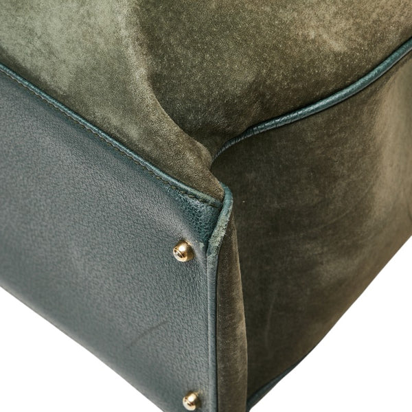 グッチ バンブー ハンドバッグ ショルダーバッグ 2WAY 002 2855 グリーン スウェード レザー レディース GUCCI 【中古】