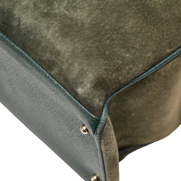 グッチ バンブー ハンドバッグ ショルダーバッグ 2WAY 002 2855 グリーン スウェード レザー レディース GUCCI 【中古】