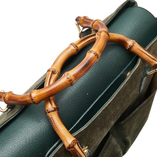 グッチ バンブー ハンドバッグ ショルダーバッグ 2WAY 002 2855 グリーン スウェード レザー レディース GUCCI 【中古】