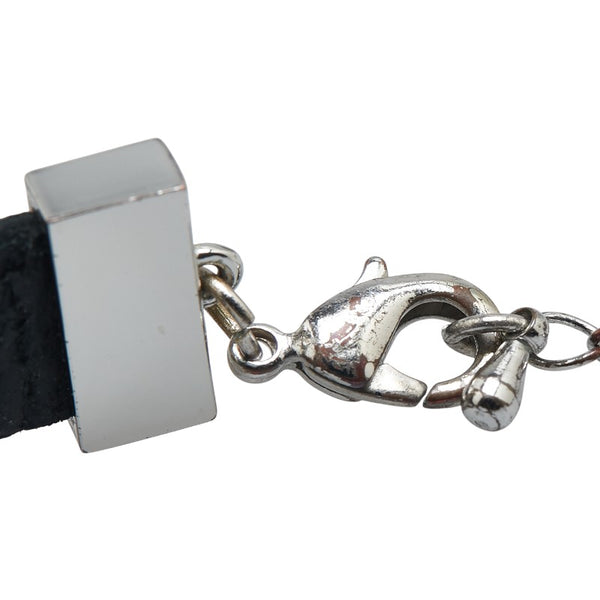 ディオール ロゴ ビー 蜂 チョーカー ブラック シルバー レザー メッキ レディース Dior 【中古】