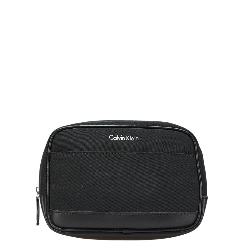 カルバンクライン ポーチ コスメポーチ ブラック ナイロン 合成皮革 レディース Calvin Klein 【中古】