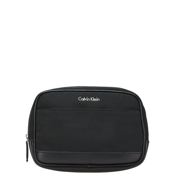 カルバンクライン ポーチ コスメポーチ ブラック ナイロン 合成皮革 レディース Calvin Klein 【中古】
