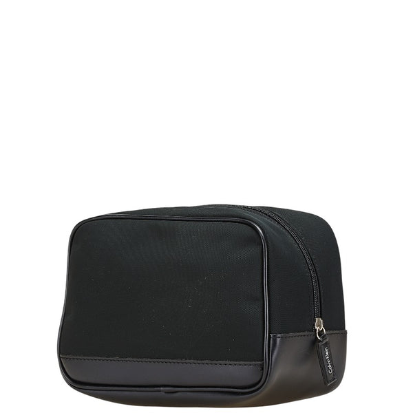 カルバンクライン ポーチ コスメポーチ ブラック ナイロン 合成皮革 レディース Calvin Klein 【中古】