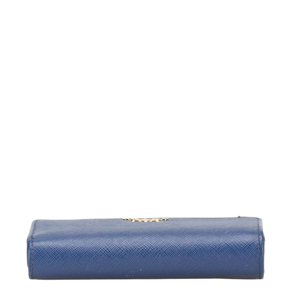 プラダ 二つ折り財布 ブルー レザー レディース PRADA 【中古】