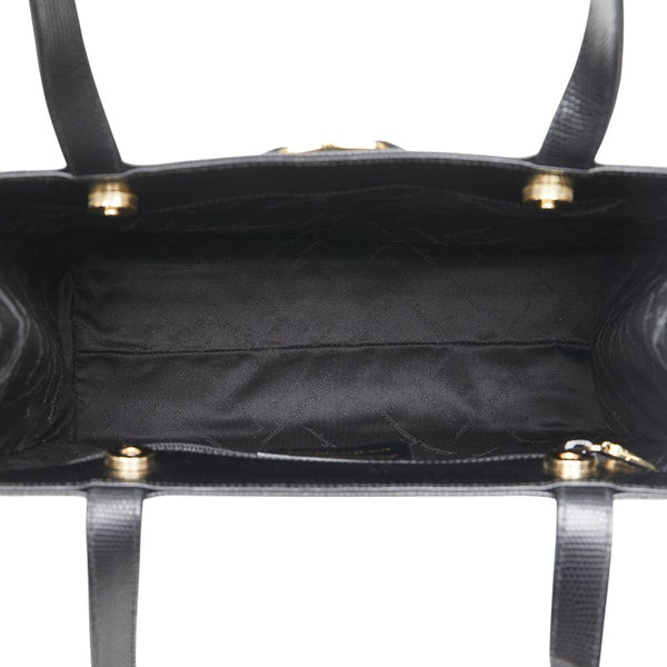 サルヴァトーレフェラガモ ヴァラリボン 型押し トートバッグ ワンショルダーバッグ AU-21/25 30 ブラック レザー レディース Salvatore Ferragamo 【中古】