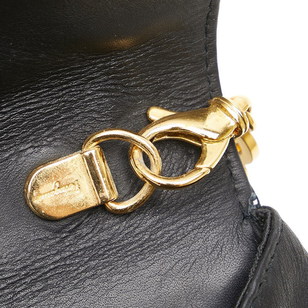 サルヴァトーレフェラガモ ガンチーニ 斜め掛け チェーン ショルダーバッグ AQ214204 ブラック レザー レディース Salvatore Ferragamo 【中古】