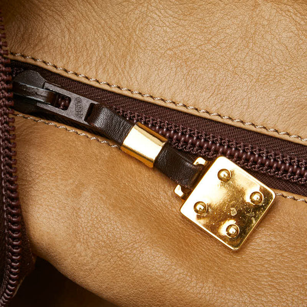 ロエベ アナグラムロゴ アマソナ32 ハンドバッグ カーキ ブラウン スウェード レザー レディース LOEWE 【中古】