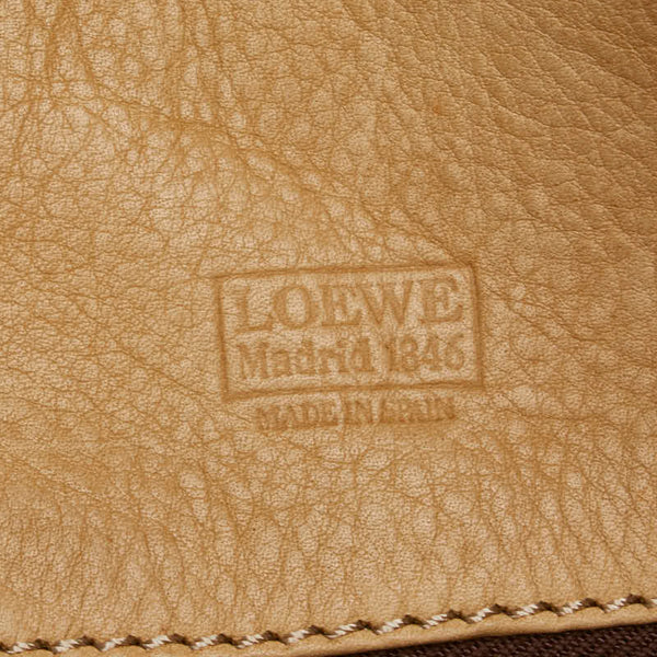 ロエベ アナグラムロゴ アマソナ32 ハンドバッグ カーキ ブラウン スウェード レザー レディース LOEWE 【中古】