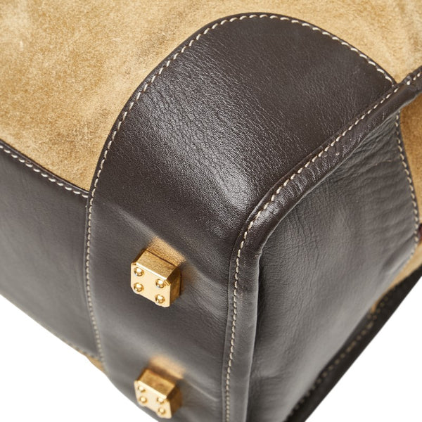 ロエベ アナグラムロゴ アマソナ32 ハンドバッグ カーキ ブラウン スウェード レザー レディース LOEWE 【中古】