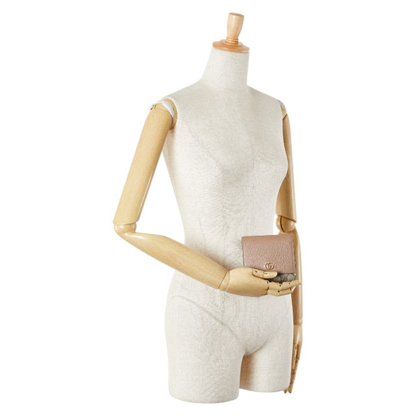 グッチ GGスプリーム ダブルG ミディアム ウォレット 二つ折り財布 598587 ベージュ ピンクベージュ PVC レザー レディース GUCCI 【中古】