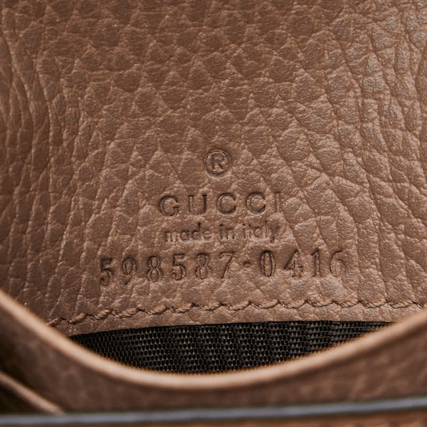 グッチ GGスプリーム ダブルG ミディアム ウォレット 二つ折り財布 598587 ベージュ ピンクベージュ PVC レザー レディース GUCCI 【中古】