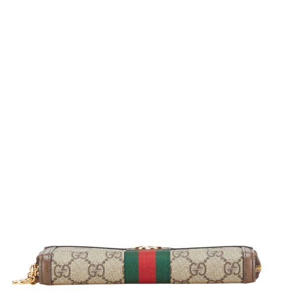 グッチ GGスプリーム GGマーモント オフディア ラウンドファスナー 長財布 ベージュ ブラウン PVC レザー レディース GUCCI 【中古】