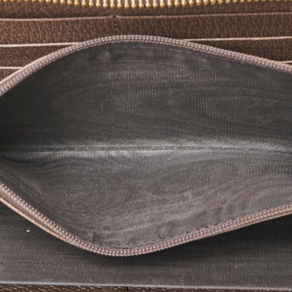 グッチ GGスプリーム GGマーモント オフディア ラウンドファスナー 長財布 ベージュ ブラウン PVC レザー レディース GUCCI 【中古】