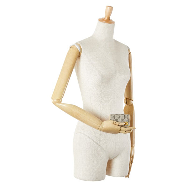 グッチ GGスプリーム 二つ折り財布 768251 ベージュ イエロー PVC レザー レディース GUCCI 【中古】