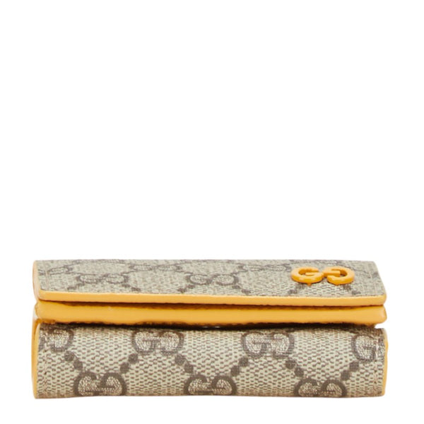 グッチ GGスプリーム 二つ折り財布 768251 ベージュ イエロー PVC レザー レディース GUCCI 【中古】