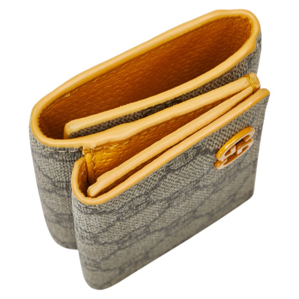 グッチ GGスプリーム 二つ折り財布 768251 ベージュ イエロー PVC レザー レディース GUCCI 【中古】