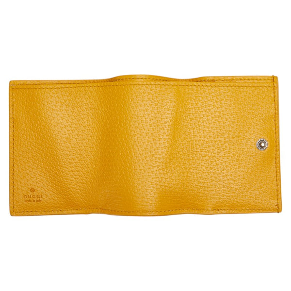 グッチ GGスプリーム 二つ折り財布 768251 ベージュ イエロー PVC レザー レディース GUCCI 【中古】