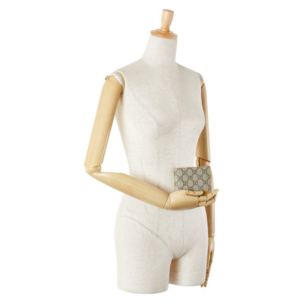 グッチ GGスプリーム 二つ折り財布 768244 ベージュ イエロー PVC レザー レディース GUCCI 【中古】