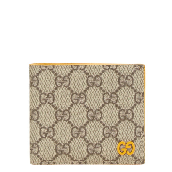 グッチ GGスプリーム 二つ折り財布 768244 ベージュ イエロー PVC レザー レディース GUCCI 【中古】