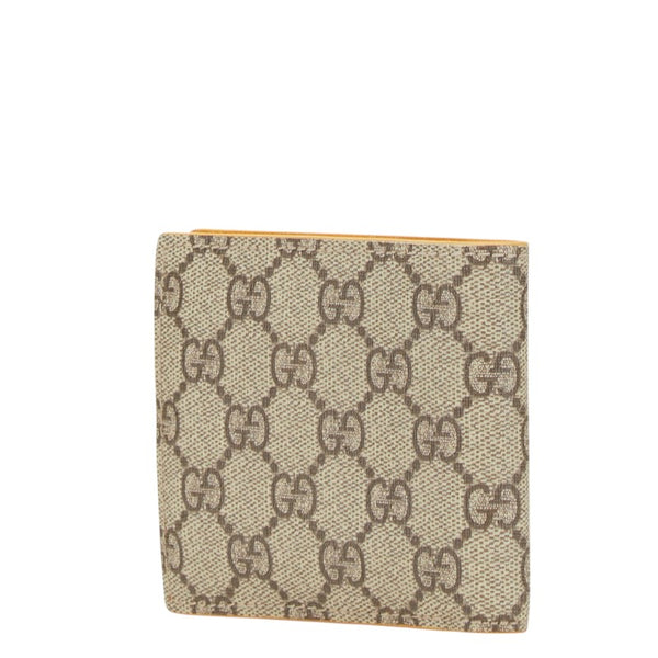グッチ GGスプリーム 二つ折り財布 768244 ベージュ イエロー PVC レザー レディース GUCCI 【中古】