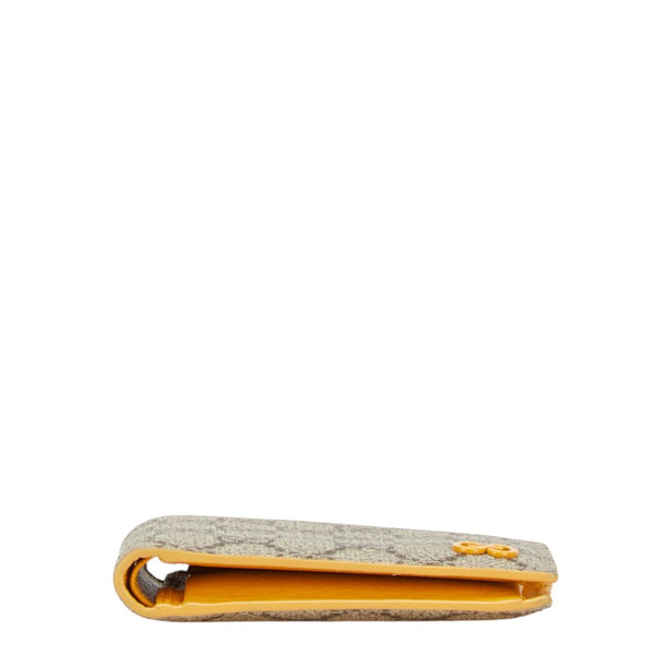 グッチ GGスプリーム 二つ折り財布 768244 ベージュ イエロー PVC レザー レディース GUCCI 【中古】