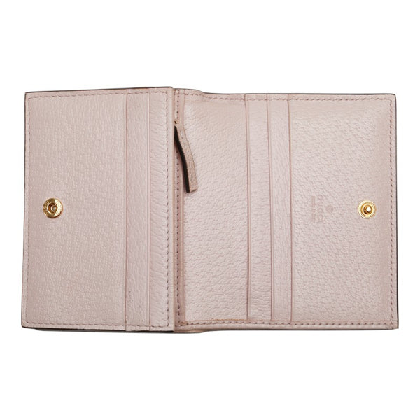 グッチ ジャンボG 二つ折り財布 523155 ピンク ベージュ キャンバス レザー レディース GUCCI 【中古】