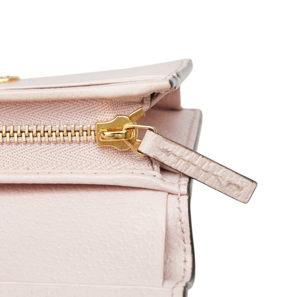 グッチ ジャンボG 二つ折り財布 523155 ピンク ベージュ キャンバス レザー レディース GUCCI 【中古】