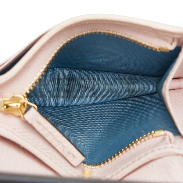 グッチ ジャンボG 二つ折り財布 523155 ピンク ベージュ キャンバス レザー レディース GUCCI 【中古】