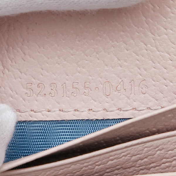 グッチ ジャンボG 二つ折り財布 523155 ピンク ベージュ キャンバス レザー レディース GUCCI 【中古】