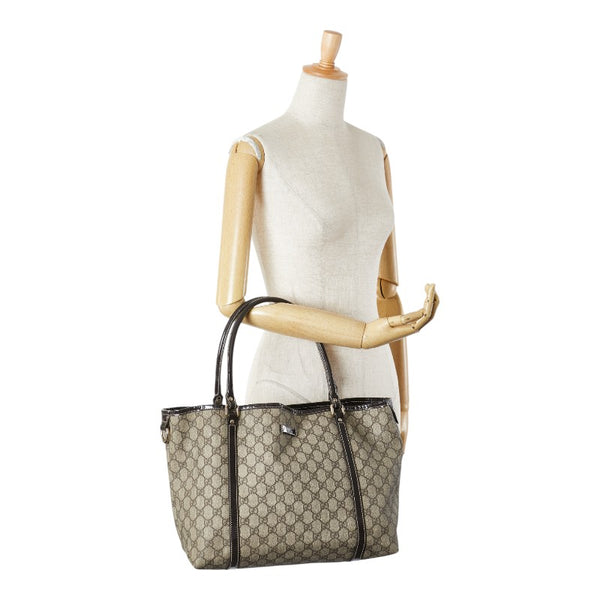 グッチ GGスプリーム トートバッグ ショルダーバッグ 197953 ベージュ ブラウン レザー PVC レディース GUCCI 【中古】