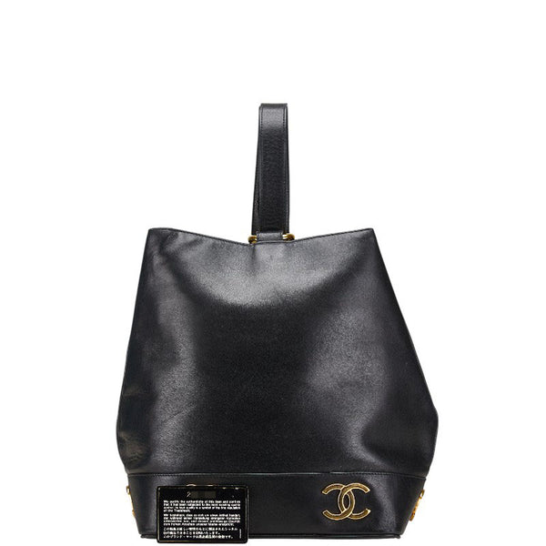 シャネル トリプルココマーク ワンショルダーバッグ ブラック ラムスキン レディース CHANEL 【中古】