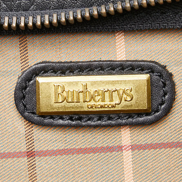 バーバリーズ 裏地チェック ビジネスバッグ ブリーフケース ブラック レザー メンズ Burberrys 【中古】