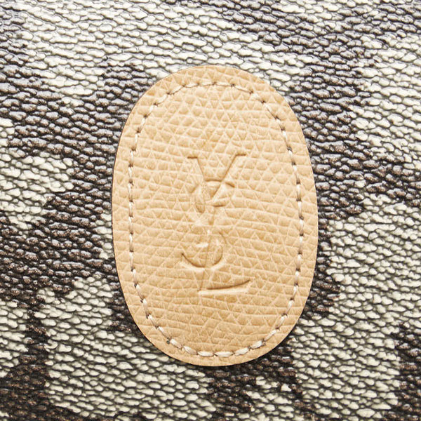 サンローラン ジラフ柄 ポーチ ブラウン ベージュ PVC レザー レディース SAINT LAURENT 【中古】