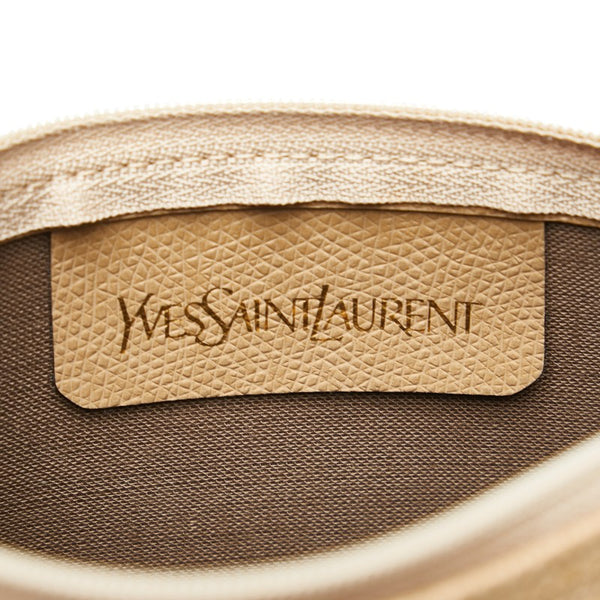 サンローラン ジラフ柄 ポーチ ブラウン ベージュ PVC レザー レディース SAINT LAURENT 【中古】