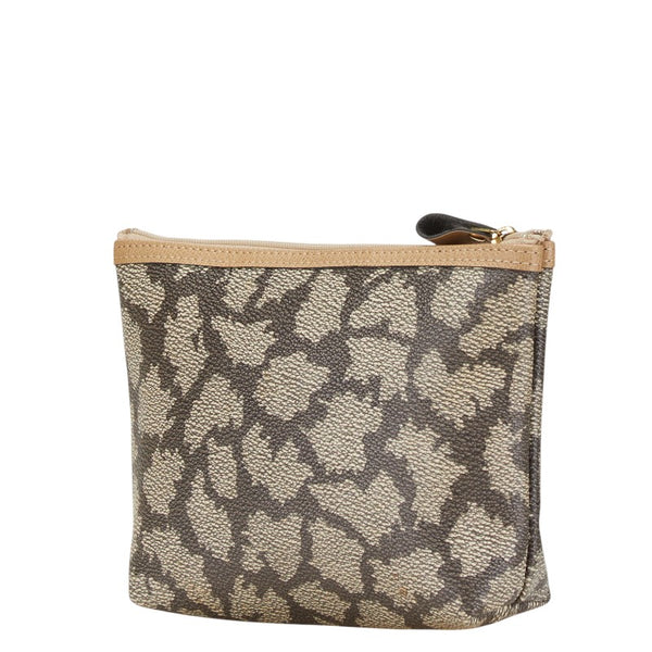 サンローラン ジラフ柄 ポーチ ブラウン ベージュ PVC レザー レディース SAINT LAURENT 【中古】