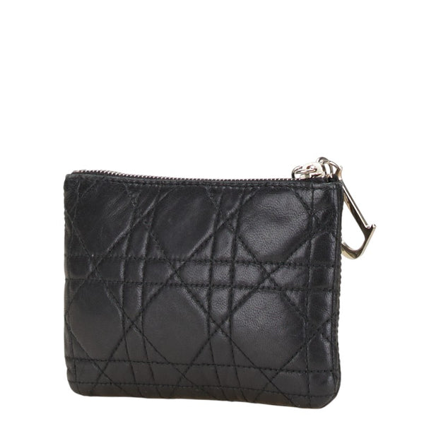 ディオール レディディオール カナージュ コインケース 小銭入れ ブラック レザー レディース Dior 【中古】