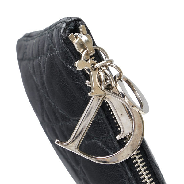 ディオール レディディオール カナージュ コインケース 小銭入れ ブラック レザー レディース Dior 【中古】