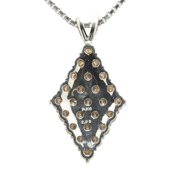 Pt900 プラチナ Pt850 プラチナ ダイヤ2.00ct ひし形 ベネチアンチェーン ネックレス レディース 【中古】