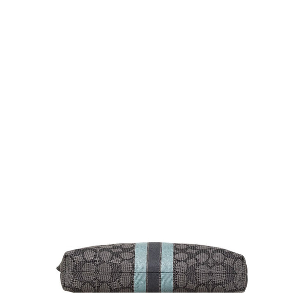 コーチ シグネチャー ショルダーバッグ F39041 グレー ブラック ブルー キャンバス レザー レディース COACH 【中古】