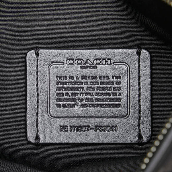 コーチ シグネチャー ショルダーバッグ F39041 グレー ブラック ブルー キャンバス レザー レディース COACH 【中古】