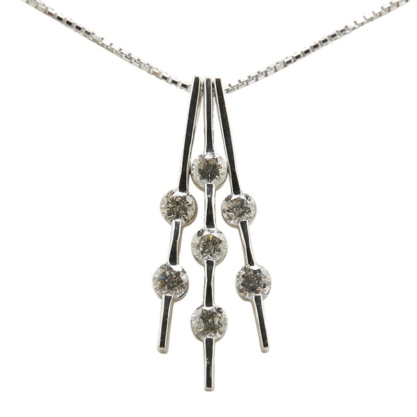 K18WG ホワイトゴールド ダイヤ1.00ct ペンダントネックレス レディース 【中古】