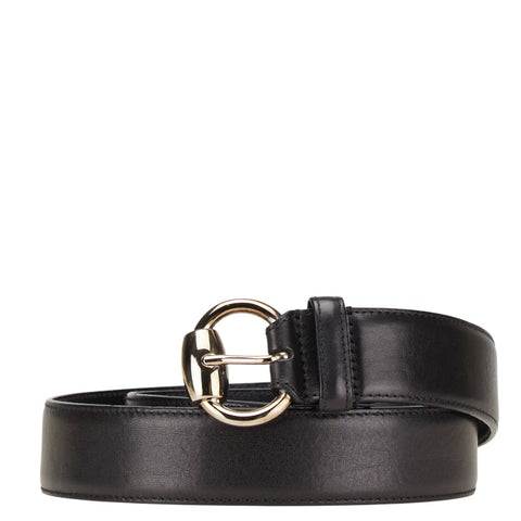 グッチ ベルト 85.34 162942 ブラック レザー メタル メンズ GUCCI 【中古】