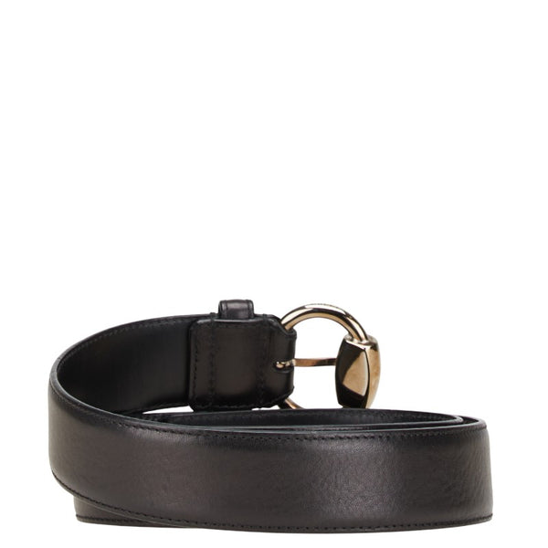 グッチ ベルト 85.34 162942 ブラック レザー メタル メンズ GUCCI 【中古】