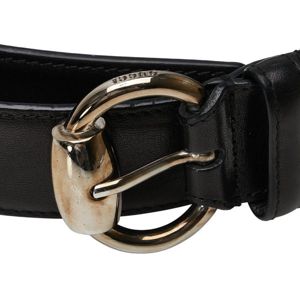 グッチ ベルト 85.34 162942 ブラック レザー メタル メンズ GUCCI 【中古】