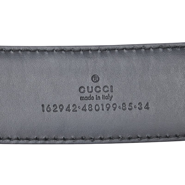 グッチ ベルト 85.34 162942 ブラック レザー メタル メンズ GUCCI 【中古】