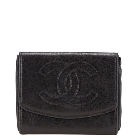 シャネル ココマーク コインケース 小銭入れ ブラック レザー レディース CHANEL 【中古】